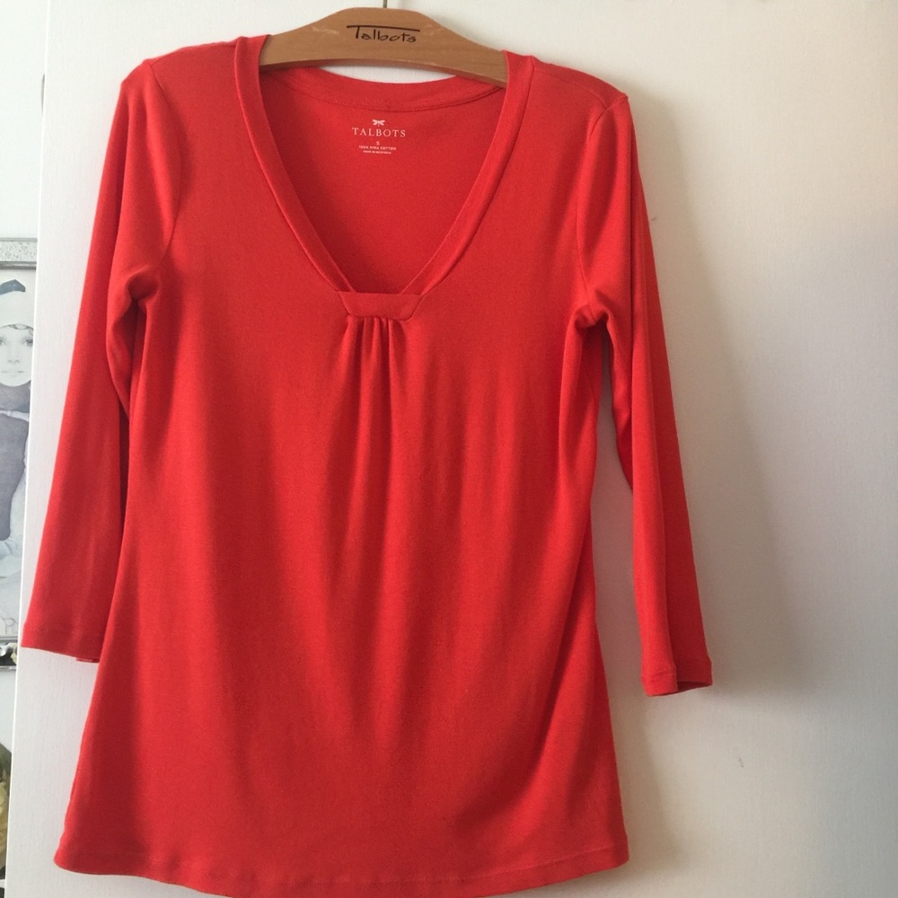 DONATED Talbots Pima cotton 3/4 sleeve orange top